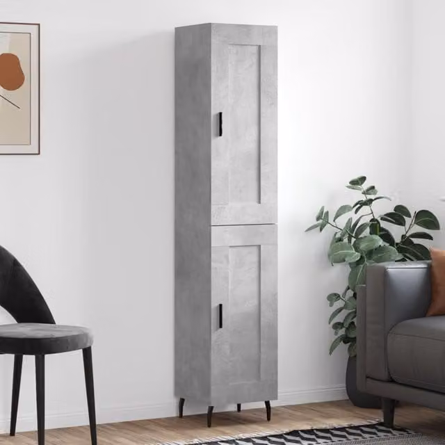 Berkfield Home Modern Highboard in Concrete Grey, W/D/H: 34.5 x 34 x 180 cm – 1