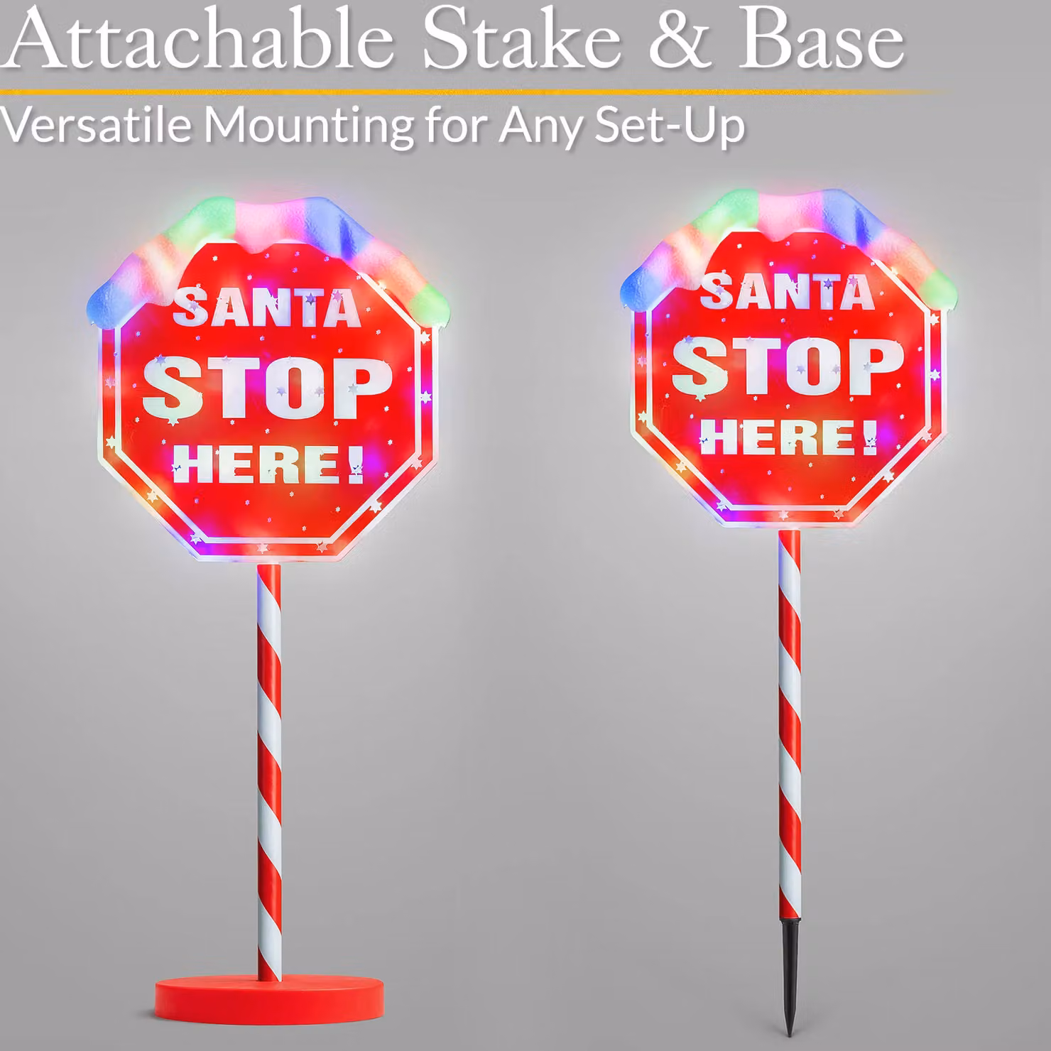 Christow Santa Stop Here LED Light Up Outdoor Christmas Decoration, Red, White and Multicolour – 2