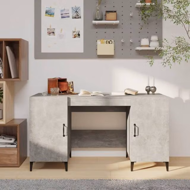 Berkfield Industrial Writing Desk in Grey, W/D/H: 140 x 50 x 75 cm – 1