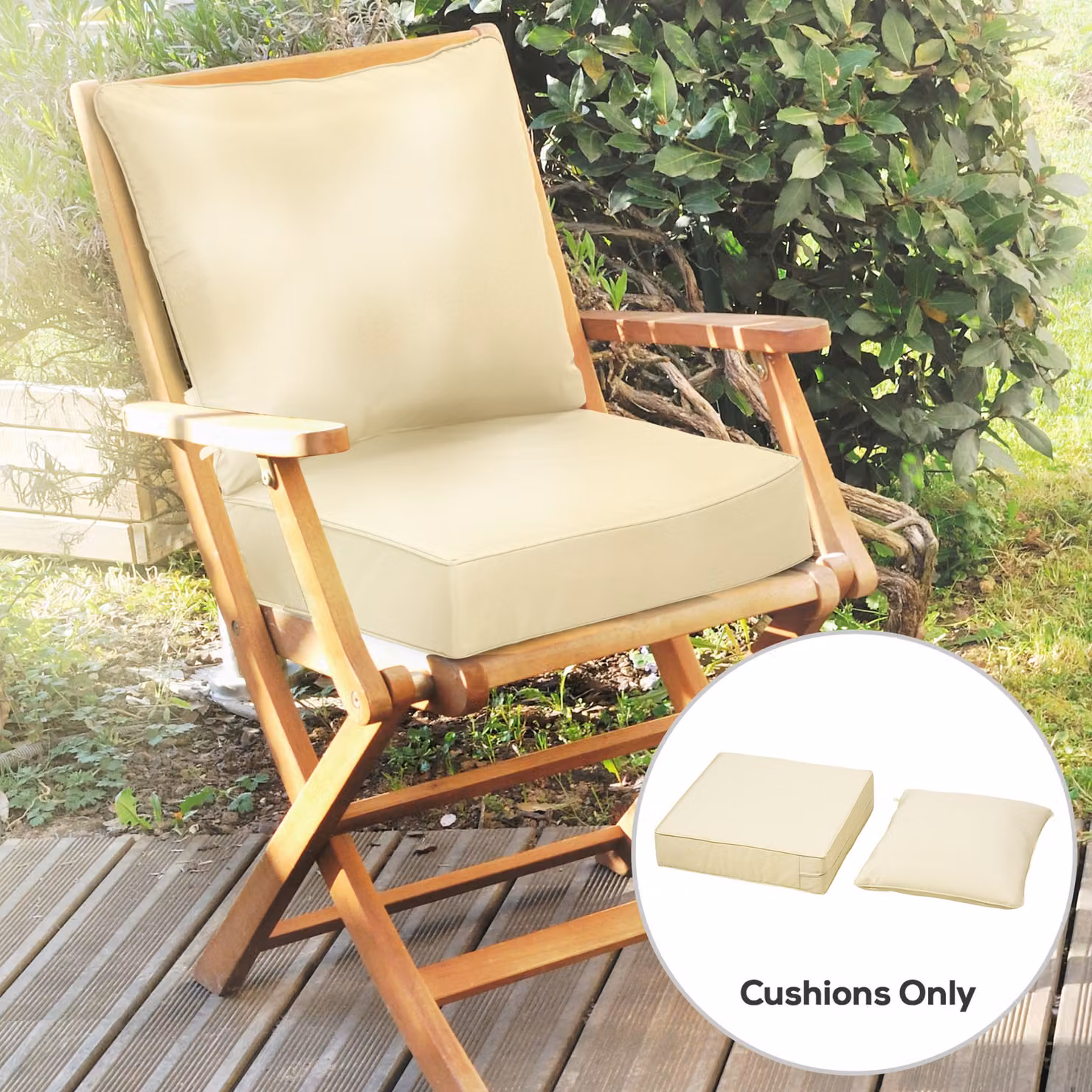 Outsunny Outdoor Seat and Back Cushion Set in Beige – 2