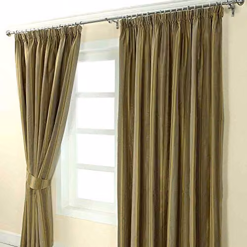 Homescapes Green and Gold Traditional Vertical Stripe Curtain Tie Back Pair – 2