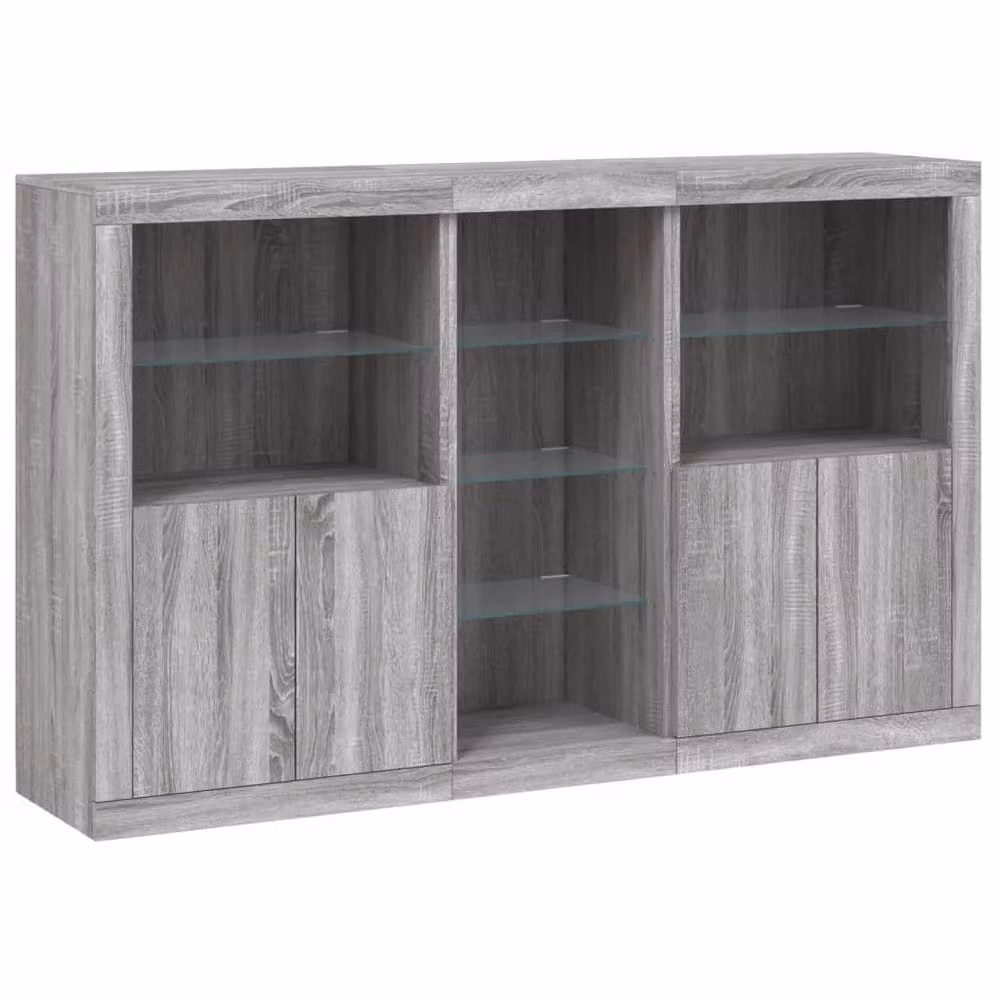 Berkfield Home Modern Sideboard with Integrated LED Lights in Grey Sonoma, W/D/H: 162 x 37 x 100 cm – 3