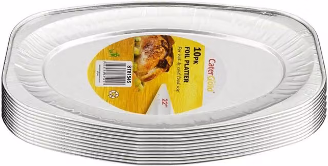 NESTLUNE 10-Pack Oval Aluminium Foil Trays in Silver