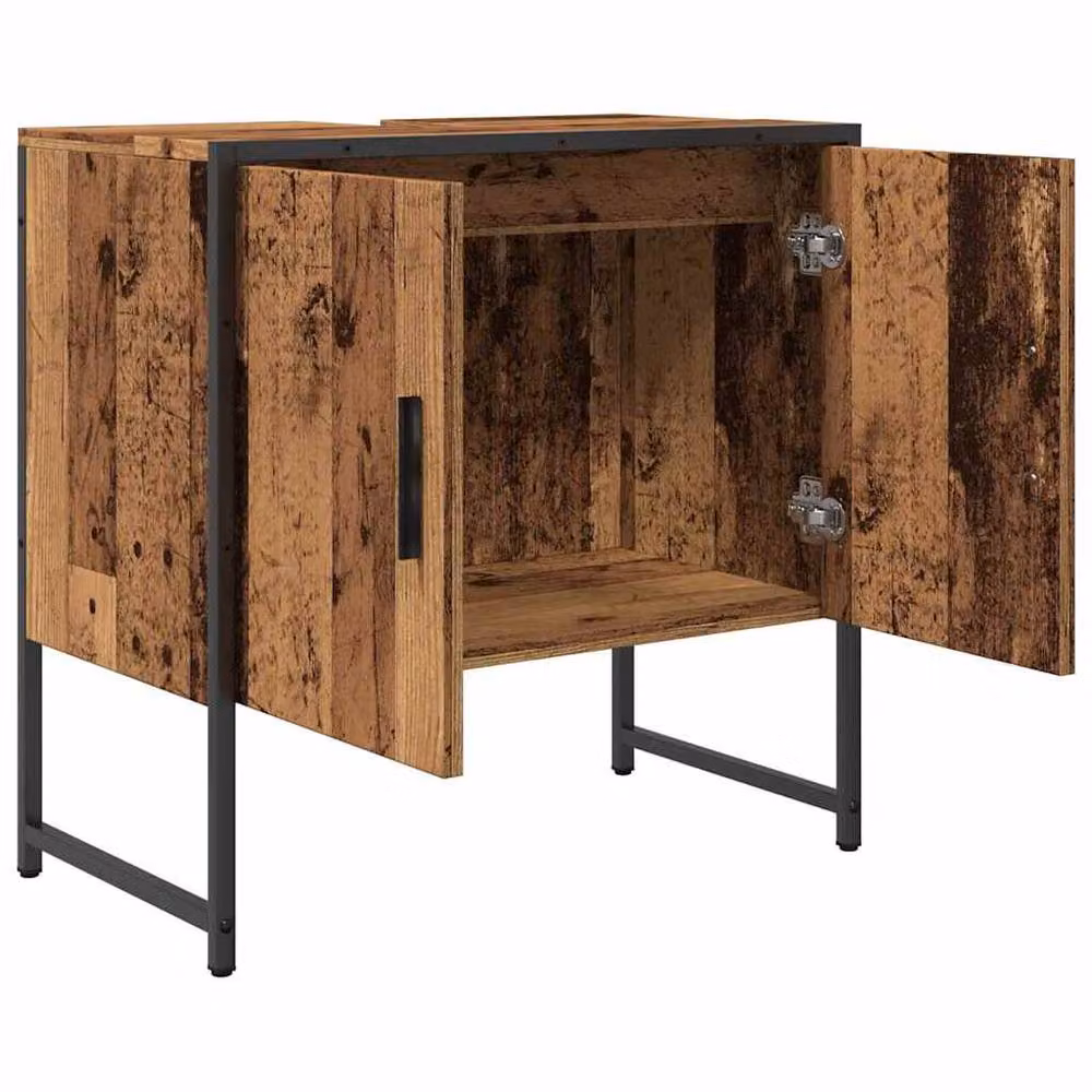 Berkfield Home Sturdy Bathroom Sink Cabinet in Brown Old Wood, W/D/H: 60 x 33 x 60 cm – 5