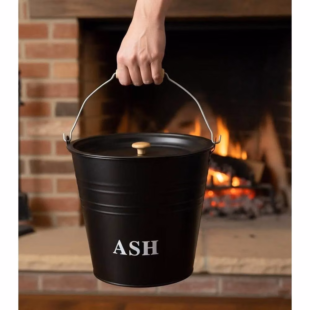 NESTLUNE 12L Cast Iron Ash Bucket with Lid for BBQ and Wood Fire, Black – 3