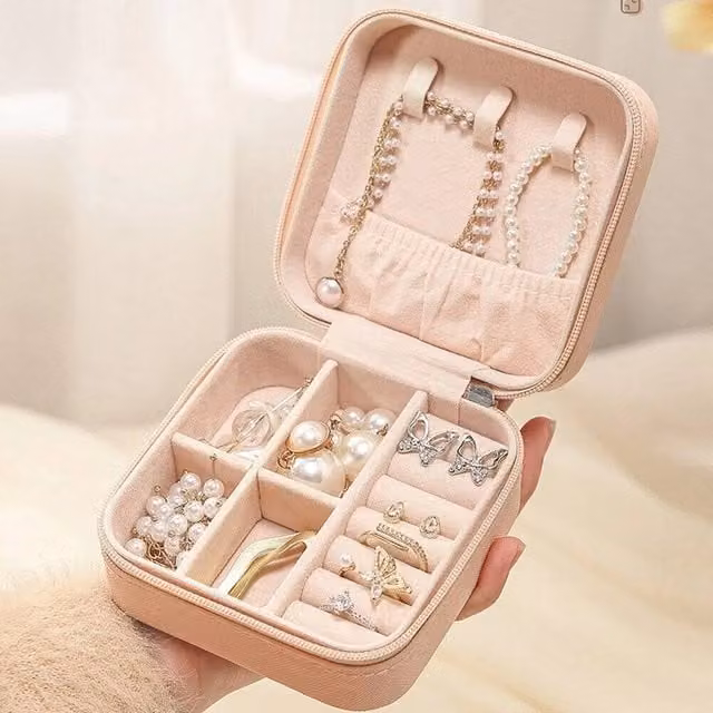 KORVIXA Pink Foldable Fabric Travel Jewellery Box, W: 50 cm