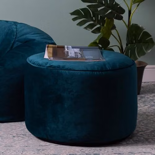 ICON Milano Round Velvet Pouffe in Green, Blue or Petrol – 4