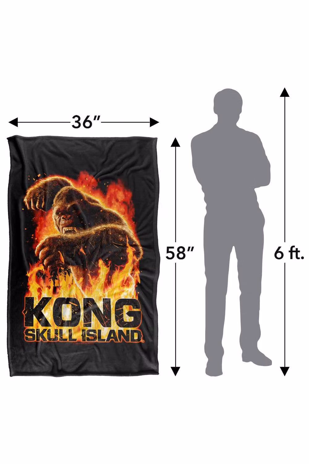 Warner Bros. Kong Skull Island Out Of The Fire Extra Large Silky Touch Super Soft Fluffy Polyester Throw Blanket in Multicolour – 3