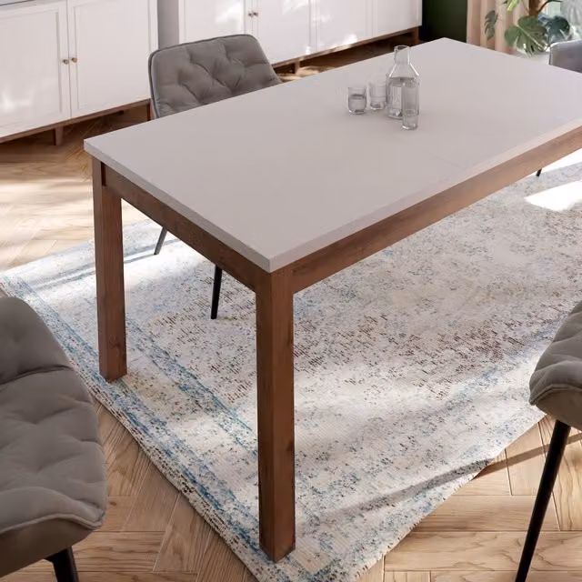 Furniture To Go Wensley Modern Rectangular Extendable Dining Table in Grey and Oak, W: 160.4 cm, D: 90 cm – 1