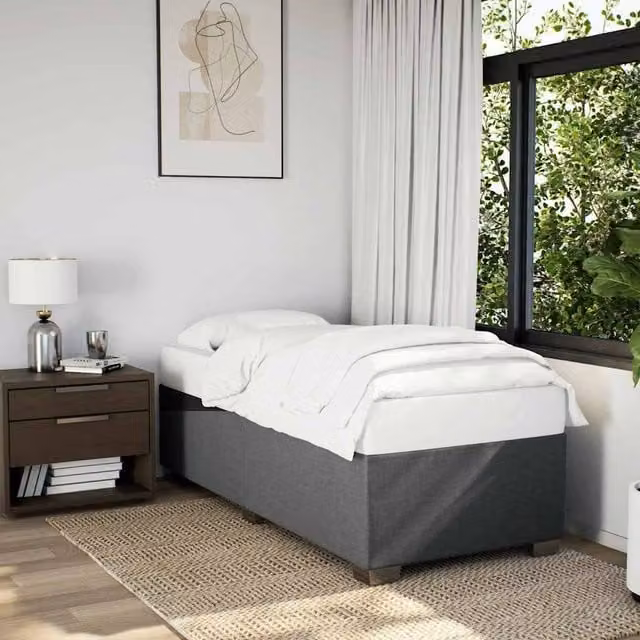 Berkfield Home Upholstered Fabric Bed Frame in Grey, Single, W/D/H: 90 x 200 cm – 1