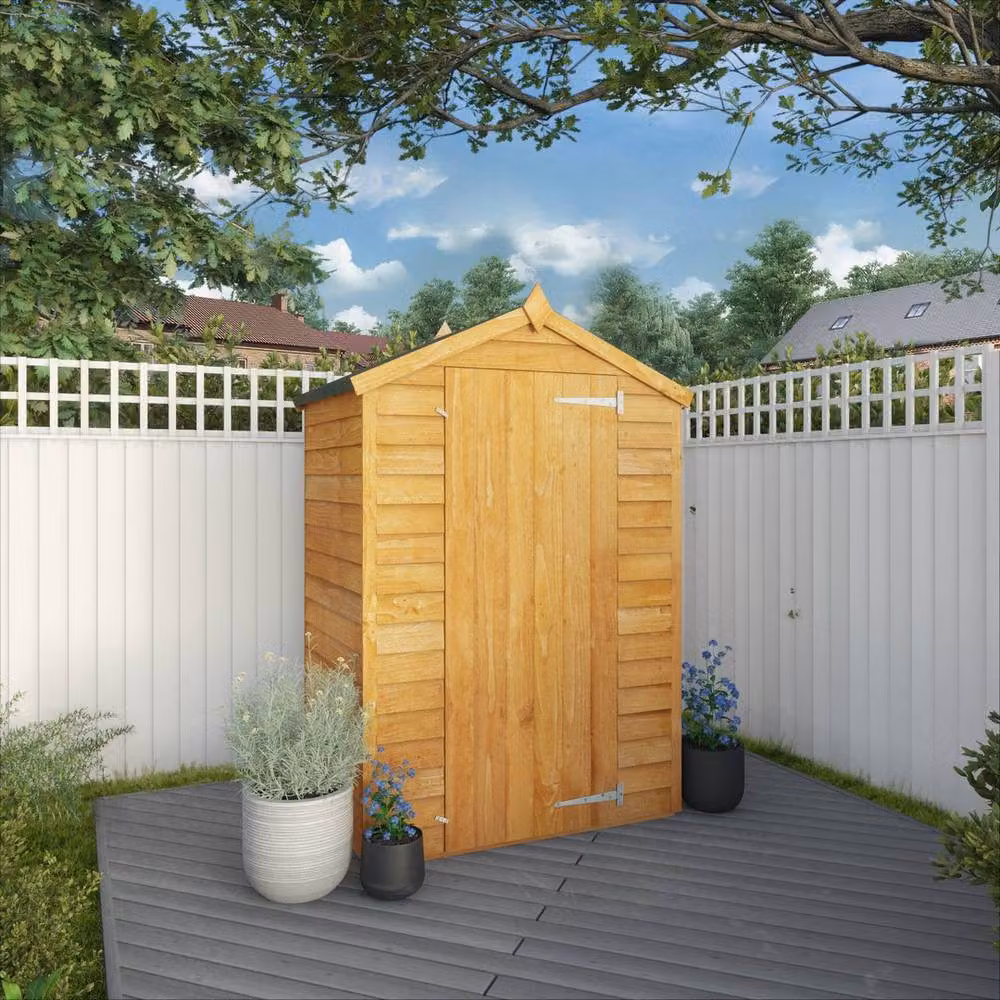 Mercia Brown Overlap Apex Windowless Wooden Shed with Double Doors, H185.6 x W131.3 x D85.9 cm – 3