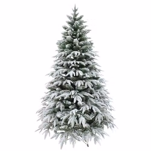 SHATCHI Luxury Designer Pre-Decorated Artificial Christmas Tree, Snow Covered, Green, Height: 150 cm – 1