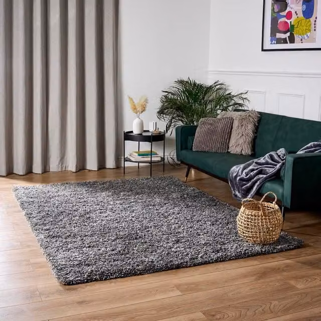 Bravich California Shaggy Rug in Dark Grey, W: 290 cm, D: 200 cm