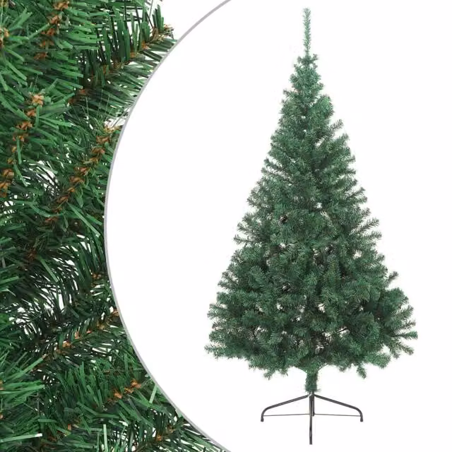 Berkfield Home Artificial Half Christmas Tree in Green with Stand, Height: 240 cm