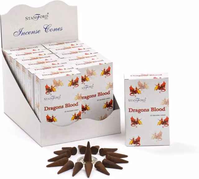 Stamford Dragons Blood Incense Cones, 15 Pack, White and Brown