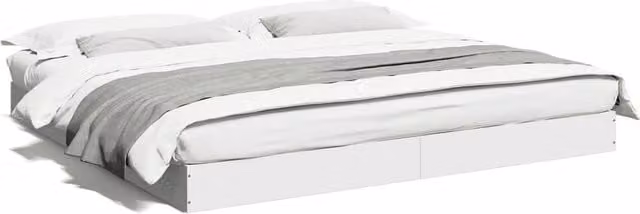Berkfield Home Super King Bed Frame in White, Engineered Wood, W/D/H: 180 x 200 x 17 cm