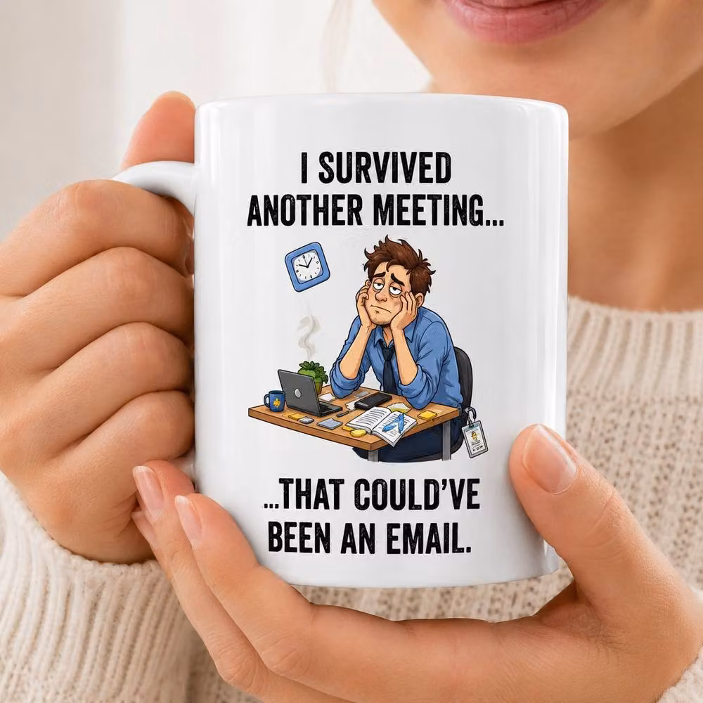 Dyzi I Survived Another Meeting That Could've Been an Email Ceramic Mug in White – 2