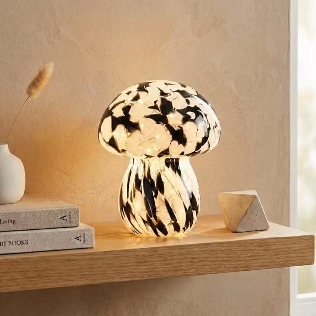 Garden Greatness Light Up Spotted Mushroom Lamp in Black