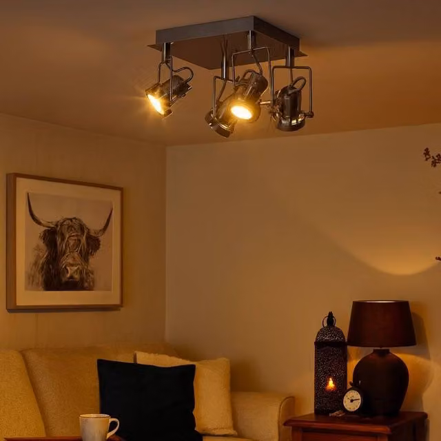 Pagazzi Sage 4 Light Adjustable Ceiling Spotlight Plate in Grey, W/D/H: 23 x 16 x 16 cm