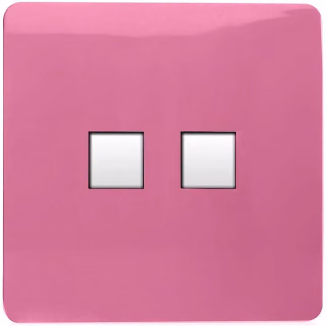 Trendi Switch 2 Gang RJ45 Cat 6 Ethernet and Telephone Secondary Sockets in Candy Pink
