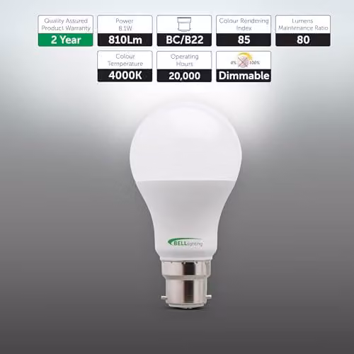 BELL Lighting B22 Dimmable LED Globe Bulbs, Cool White, 8.1W, Pack of 6 – 2