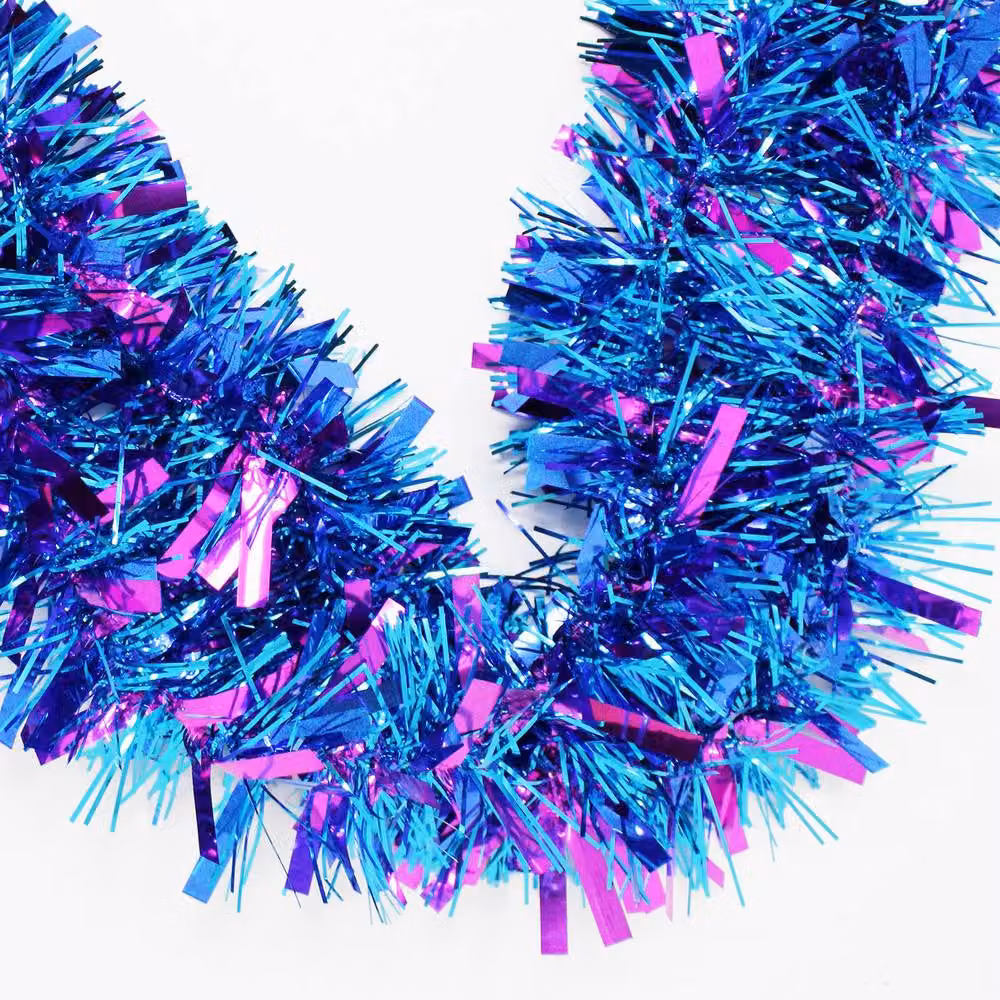 Premier Decorations 2m Multicolour Christmas Tinsel Garland in Purple, Blue and Green – 2
