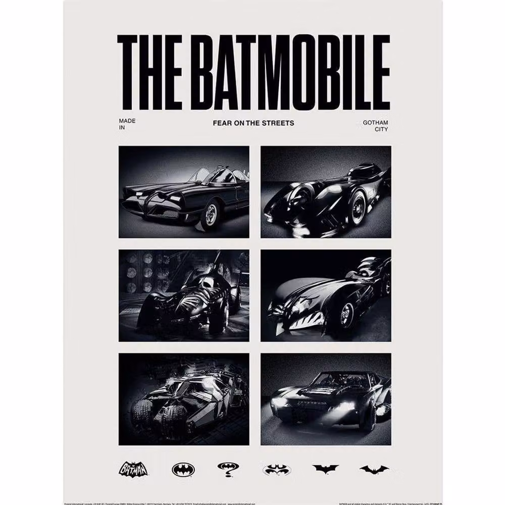 Batman 1989 Batmobile Typography Graphic Paper Poster in White – 2