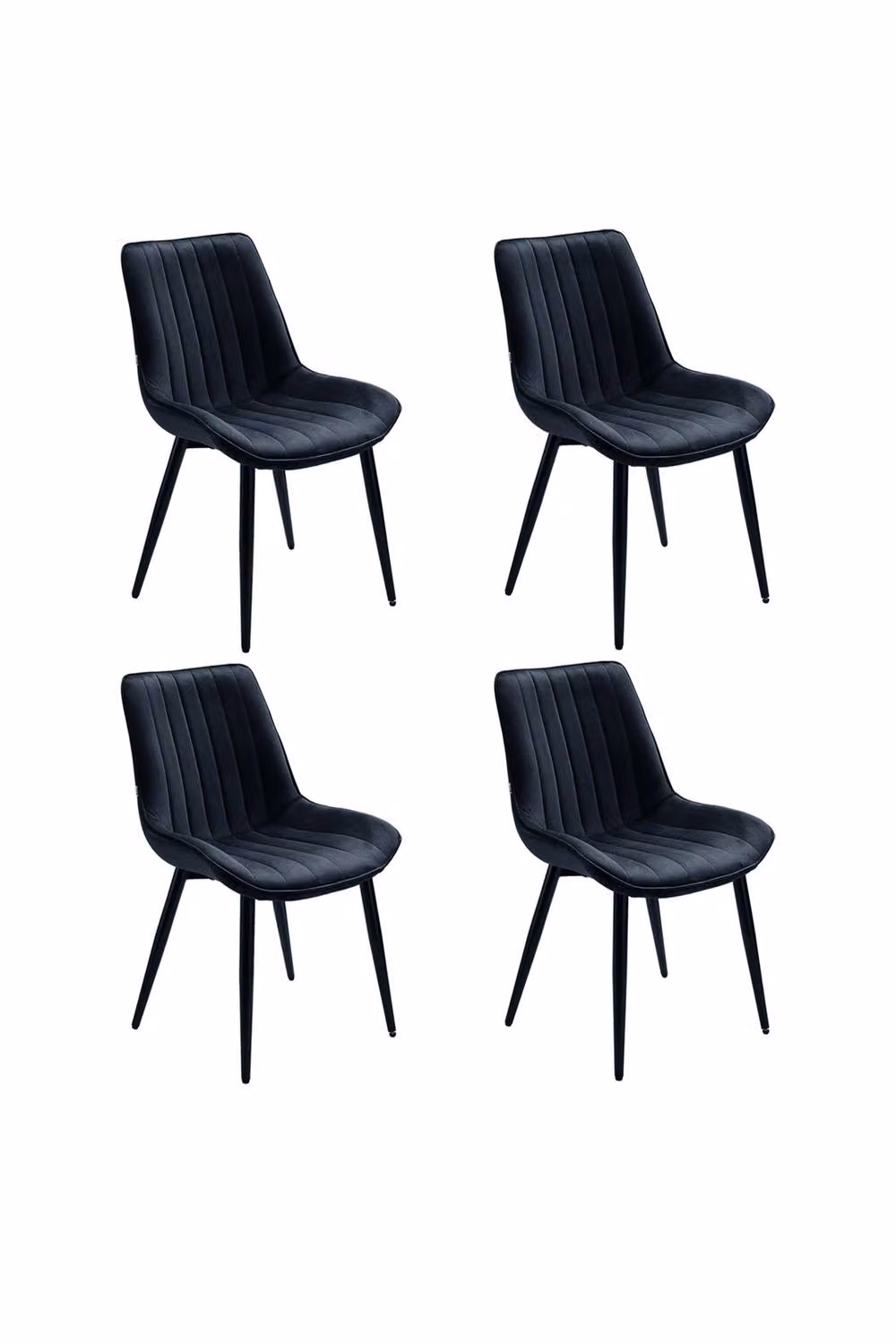 Garden Sanctuary Set of 4 Modern Upholstered Dining Chairs in Black – 2