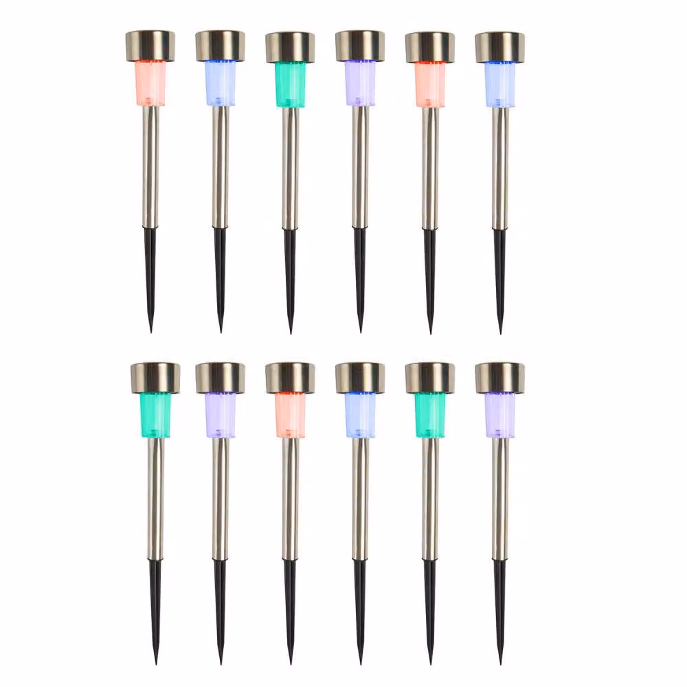 Gainsborough Set of 12 Multicolour Solar Garden Lights in Silver Stainless Steel – 2