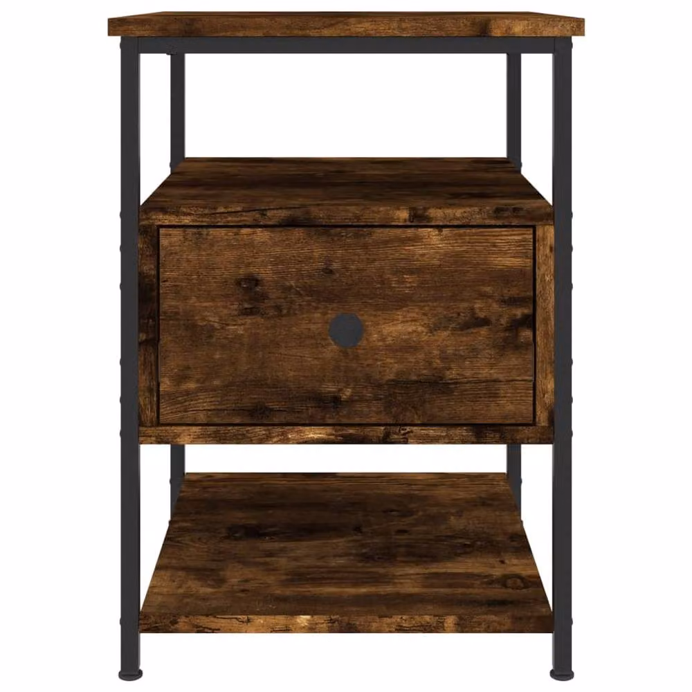 Berkfield Home Set of 2 Smoked Oak Bedside Cabinets, Brown, W/D/H: 40 x 42 x 56 cm – 5