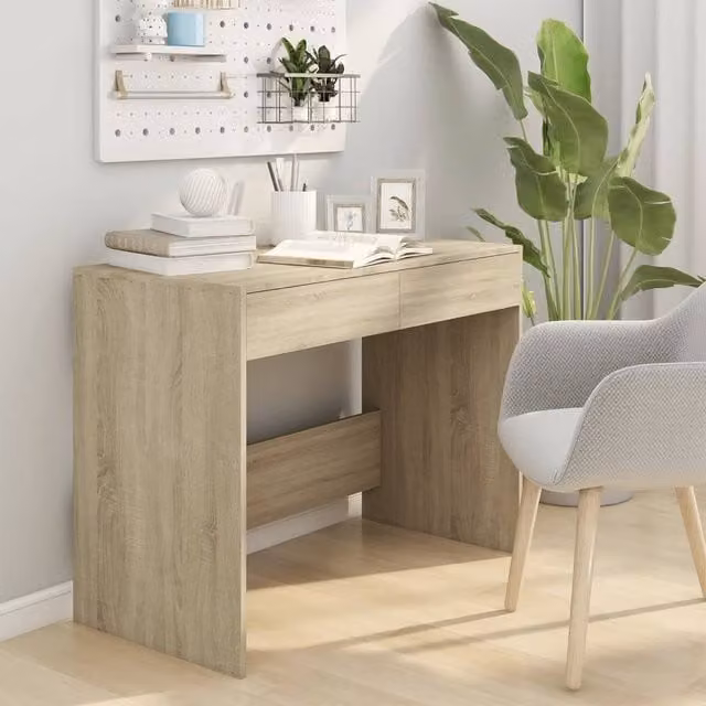 Berkfield Home Sonoma Oak Writing Desk in Beige, W/D/H: 101 x 50 x 76.5 cm
