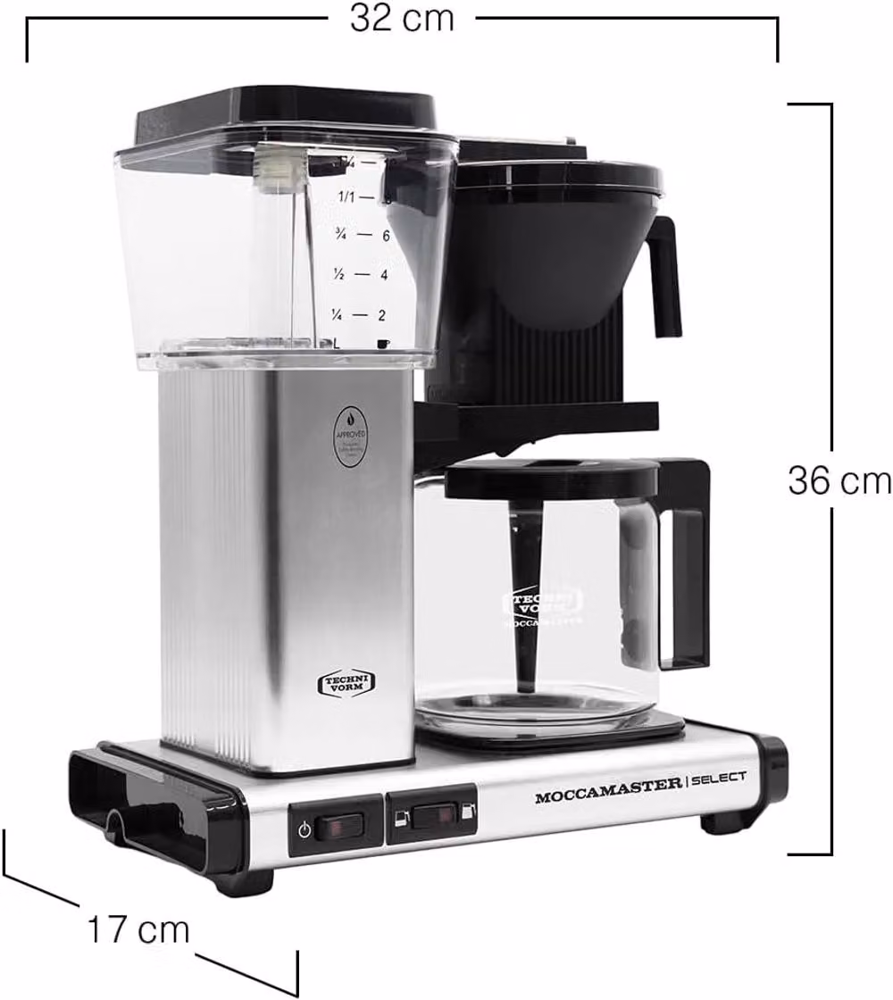 Moccamaster KBG Select Filter Coffee Machine with Glass Jug, Silver – 3