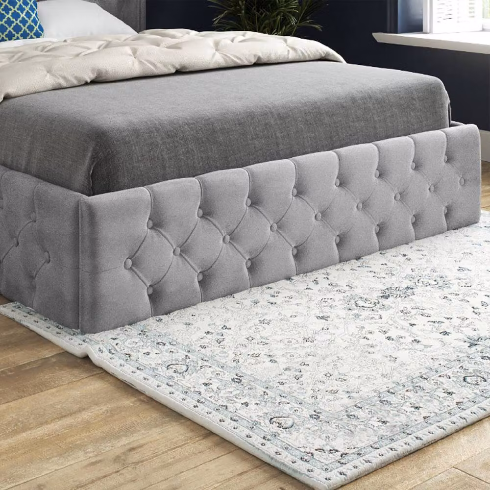 Casani Chesterfield Upholstered Velvet Bed Frame in Grey, W/D/H: 90 x 200 cm – 5