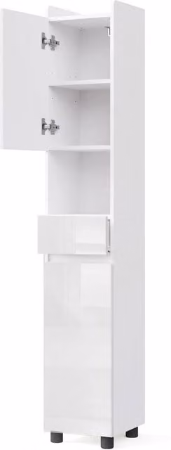 Havendro Mondeer Tall Freestanding Bathroom Cabinet in White with Adjustable Shelves, H 170 x W 30 x D 30 cm