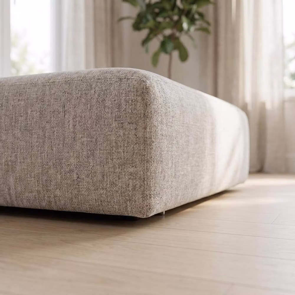 Abakus Direct Tokyo Footstool in Taupe Brushed Tweed Fabric – 3