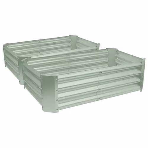 Harbour Housewares Pack of 2 Raised Galvanised Steel Garden Beds in Green, W/D/H: 120 x 60 x 30 cm