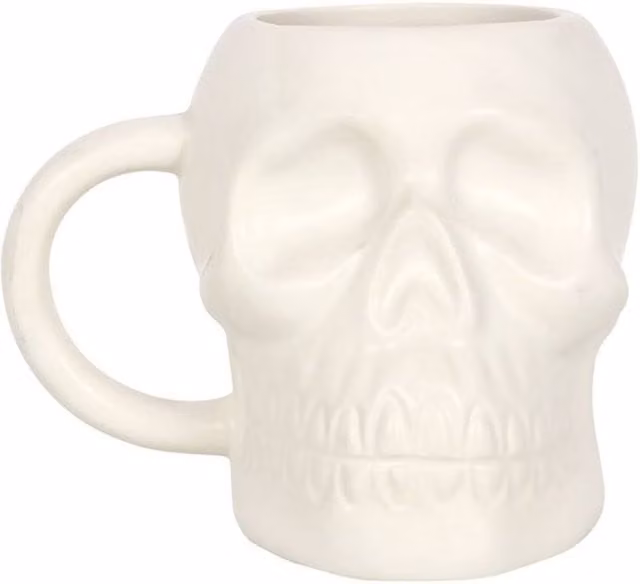 Uniqueful Matte White Skull Ceramic Mug, 550ml