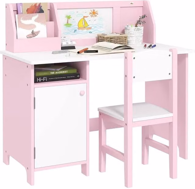 SPETLEK Desk and Chair Set, 2 Pieces, Pink