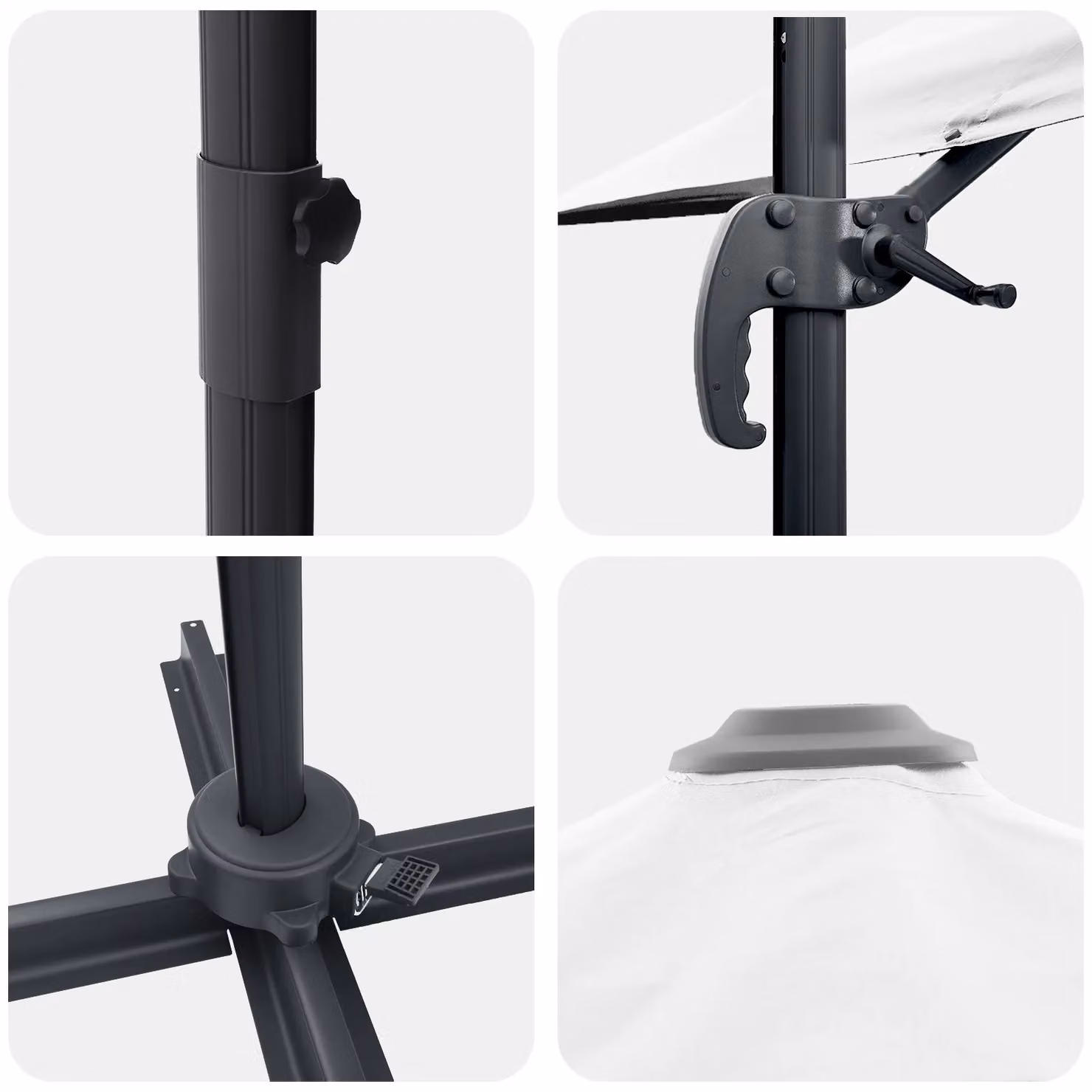 Berkfield Home Large Cantilever Garden Umbrella in Beige Polyester with Aluminium Frame – 4