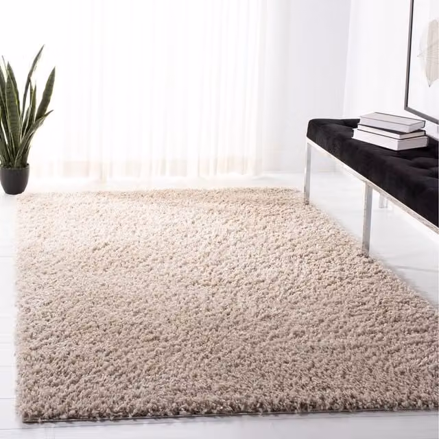Smart Living Modern Shaggy Rug in Beige, W: 160 cm, L: 230 cm