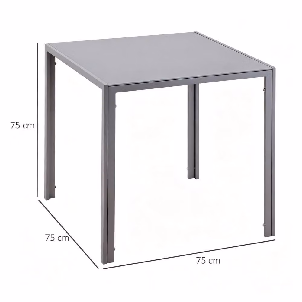 STILVORA Modern Square Glass Dining Table with Grey Steel Frame, W/D/H: 75 x 75 x 75 cm – 2