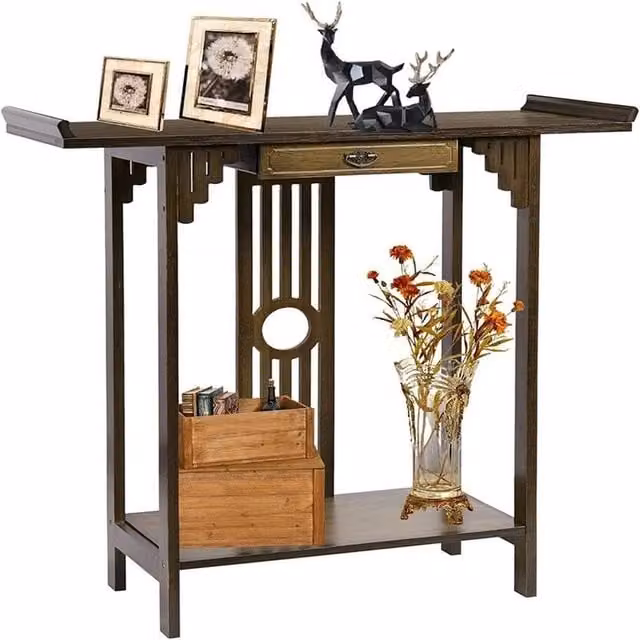 KORVIXA Rustic Brown Wood Entryway Console Table