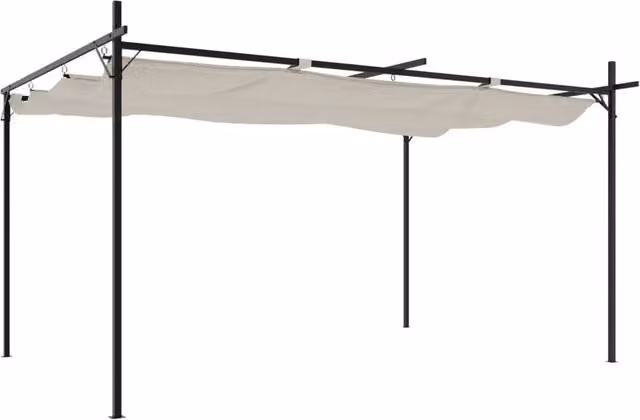 Berkfield Home Pergola with Retractable Roof in Beige, W: 395 cm, D: 292 cm, H: 230 cm