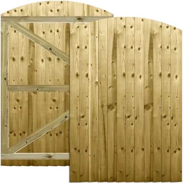 Premier Garden Supplies Overlapped Feather Edge Arch Top Pedestrian Garden Gate, Pressure Treated Wood, H: 180 cm x W: 120 cm