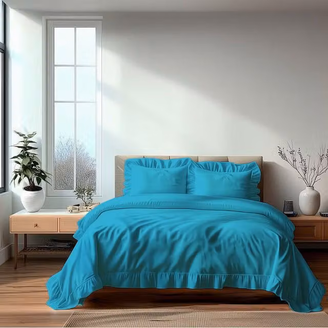 Snug City Polycotton Duvet Cover and Pillowcase Set in Petrol, King Size (180 x 200 cm) – 1