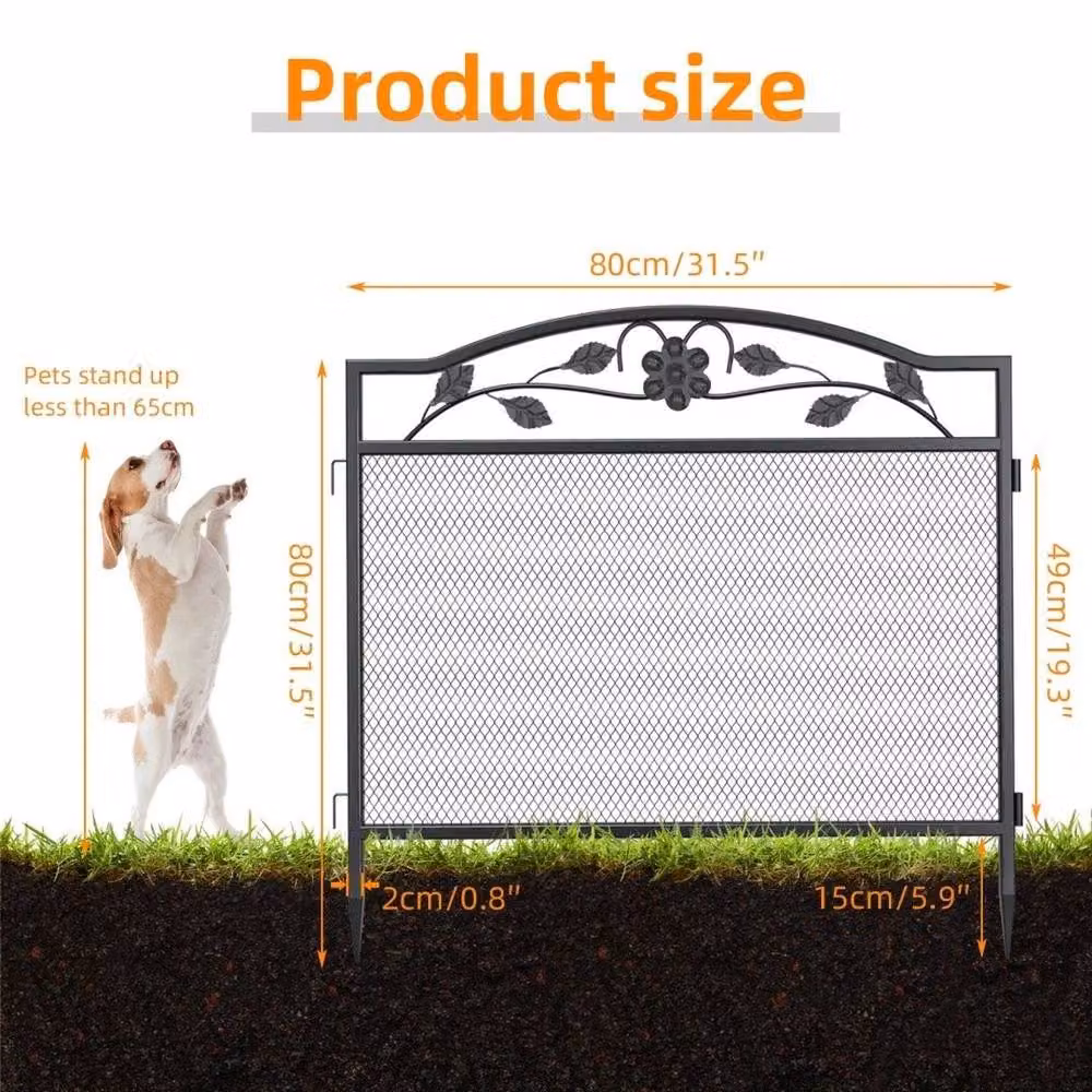 Kelvenix Strong Metal In-Ground Garden Fence, Black, 5 Pack, W/H: 80 x 80 cm – 2