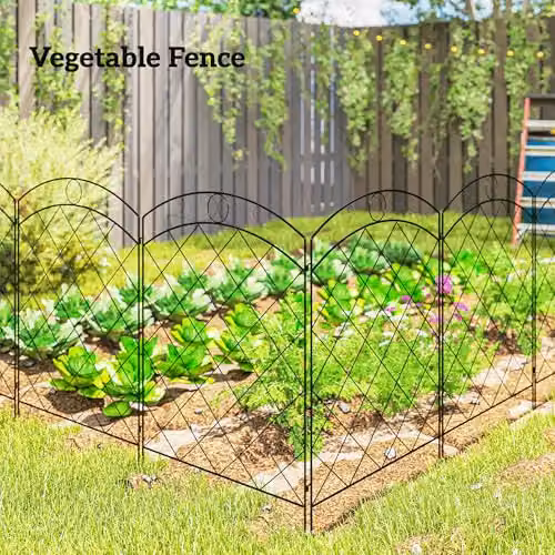 Outsunny Black Steel Decorative Garden Fencing, 4 Pieces – 3