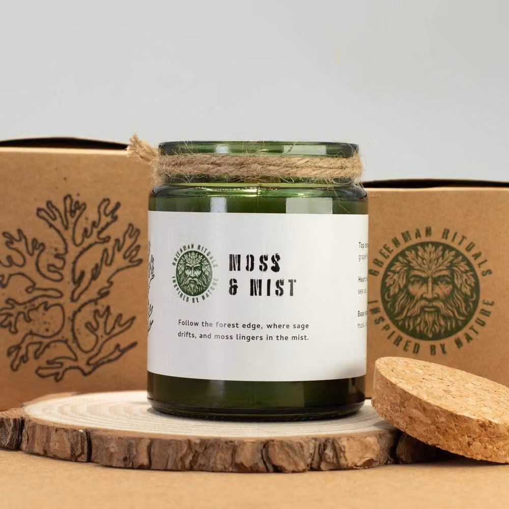 Serenityy Moss & Mist Natural Woodwick Soy Candle in Green – 4