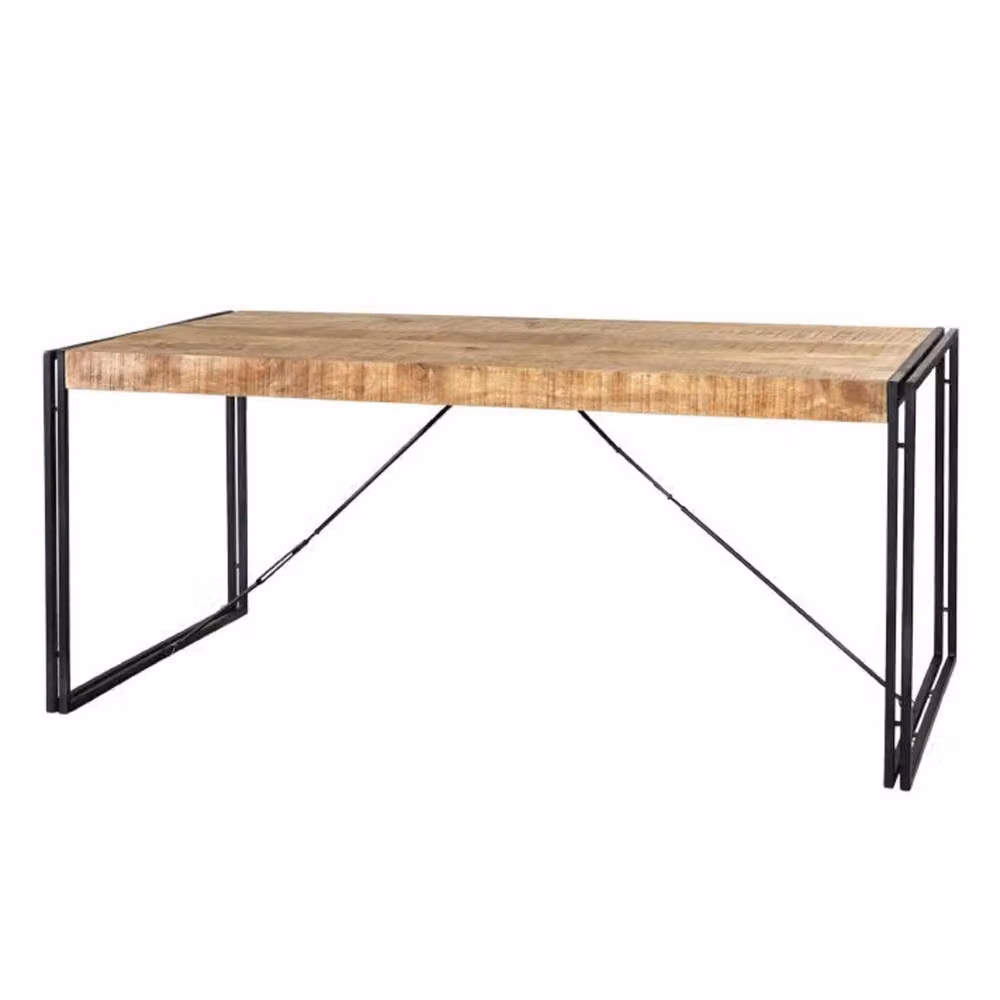 Wyld Haus Toivakka Industrial Rectangular Dining Table in Brown with Reclaimed Wood and Metal Sled Base W/D/H: 180 x 90 x 78 cm – 2
