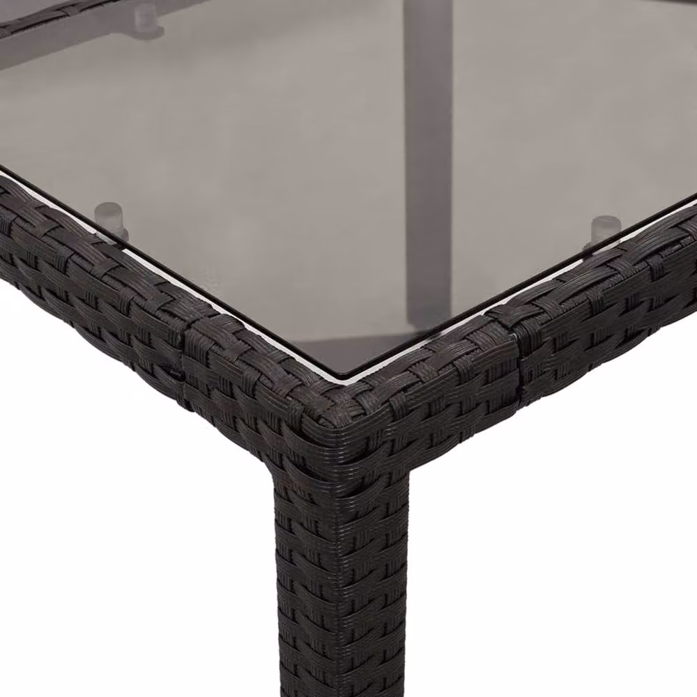 Berkfield Home Black Poly Rattan Extendable Garden Table with Glass Top W/D/H: 150 x 90 x 75 cm – 6